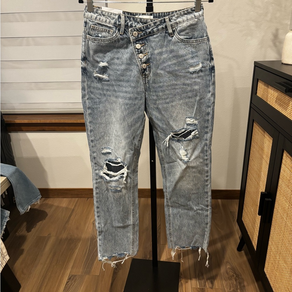 VERVET BY FLYING MONKEY Blue Distressed Boyfriend Jeans